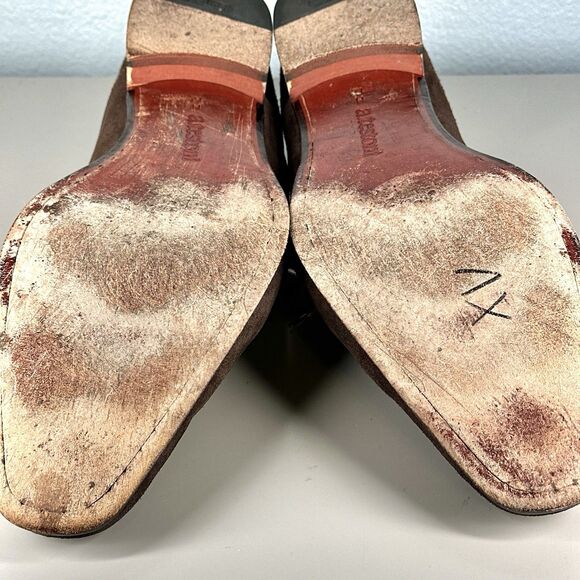 A Testoni Basic Oxford Dress Shoes Brown Suede Leather Mens Size 12 Lace Up - Picture 15 of 16